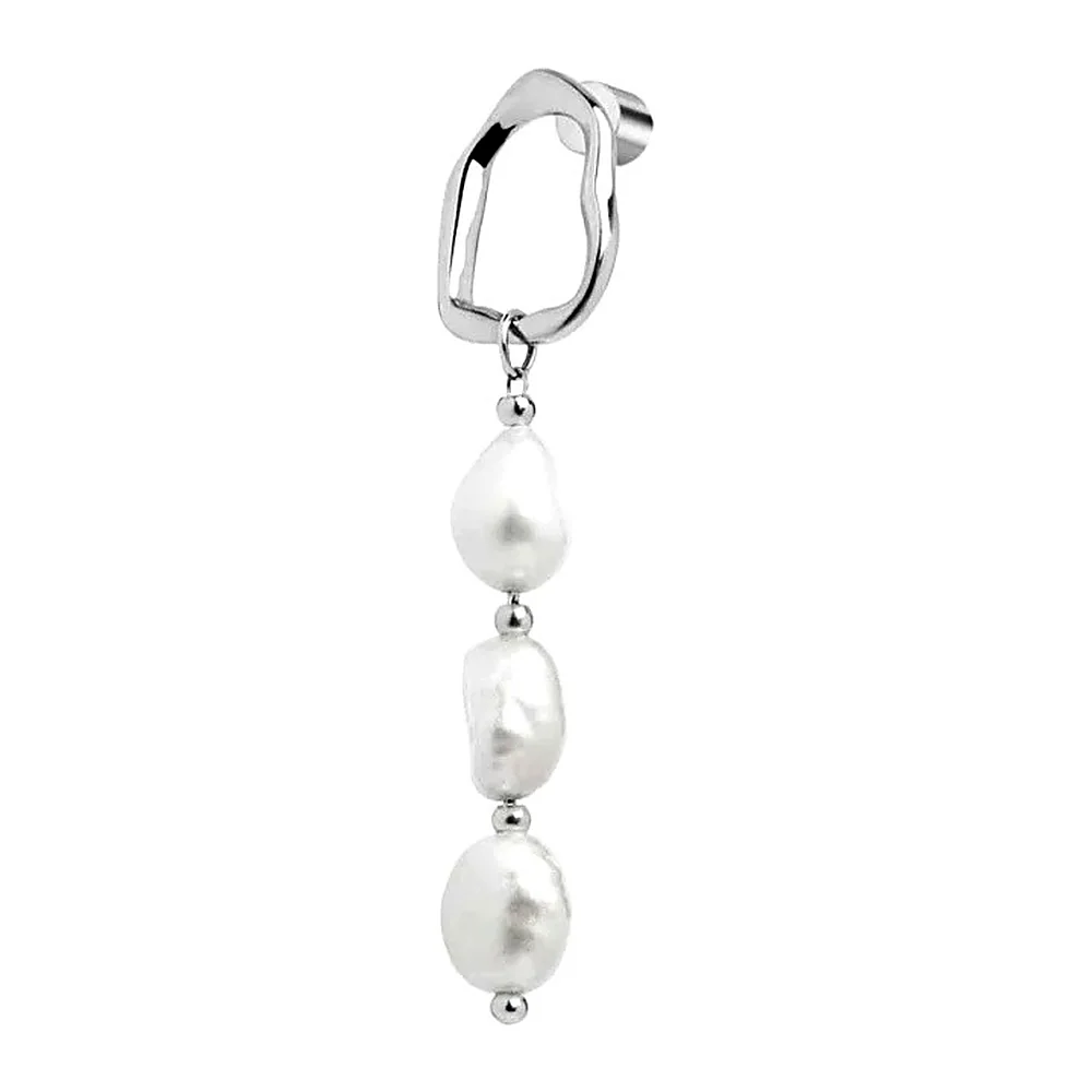 Orecchino Marlu pendente forma organica con perle