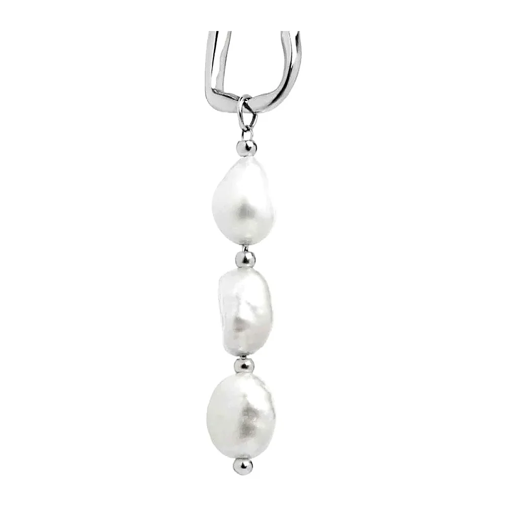 Orecchino Marlu pendente forma organica con perle — foto 2
